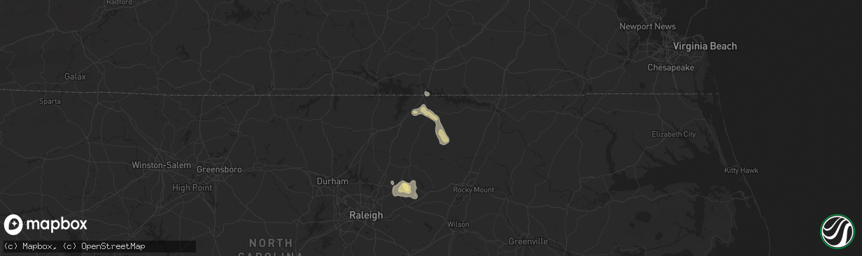 Hail map in Warrenton, NC on June 25, 2025