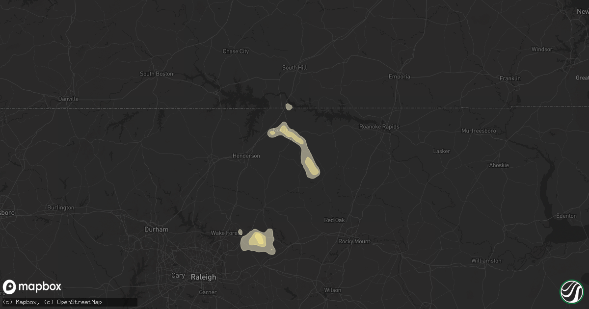 Hail map in Warrenton, NC on June 25, 2025