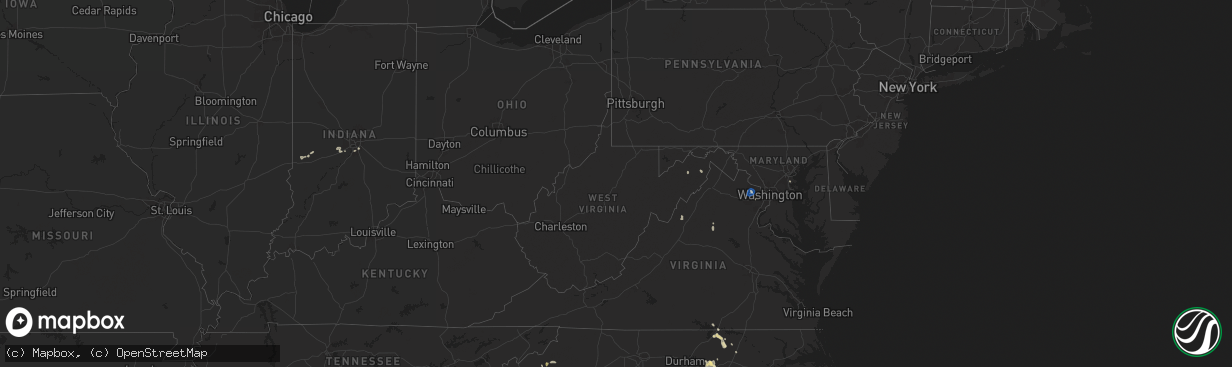Hail map in West Virginia on June 25, 2025