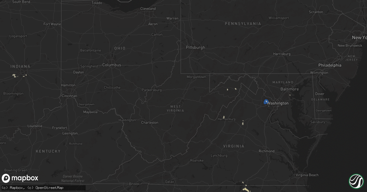 Hail map in West Virginia on June 25, 2025