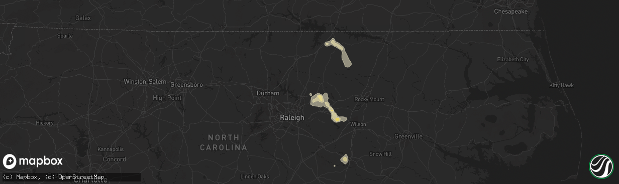 Hail map in Youngsville, NC on June 25, 2025