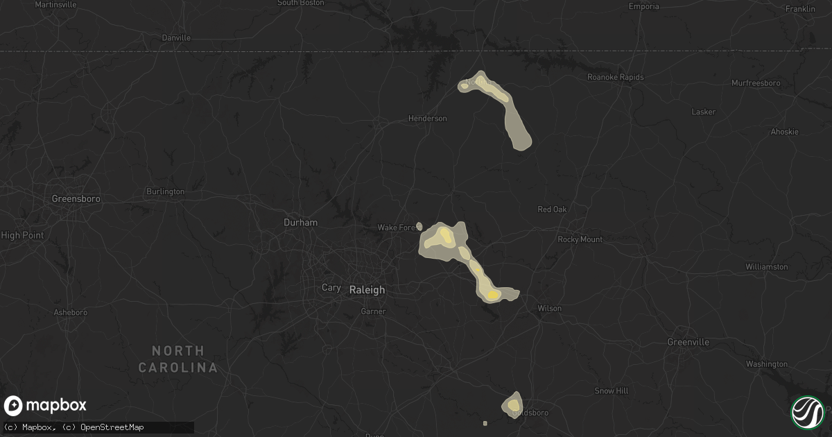 Hail map in Youngsville, NC on June 25, 2025