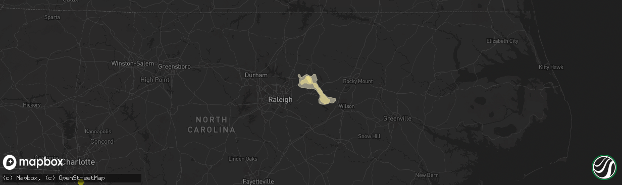 Hail map in Zebulon, NC on June 25, 2025