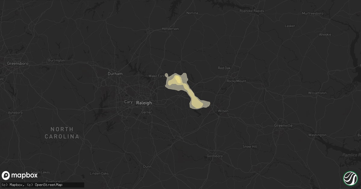 Hail map in Zebulon, NC on June 25, 2025