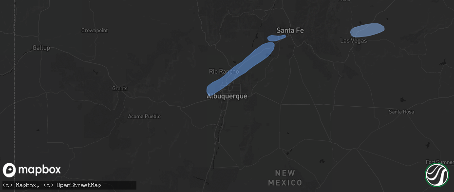 Hail map in Albuquerque, NM on June 25, 2026