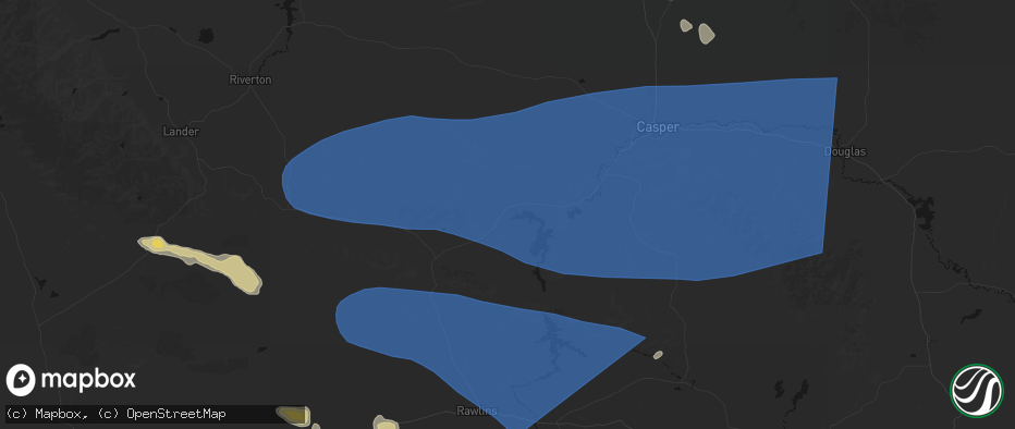 Hail map in Alcova, WY on June 25, 2026