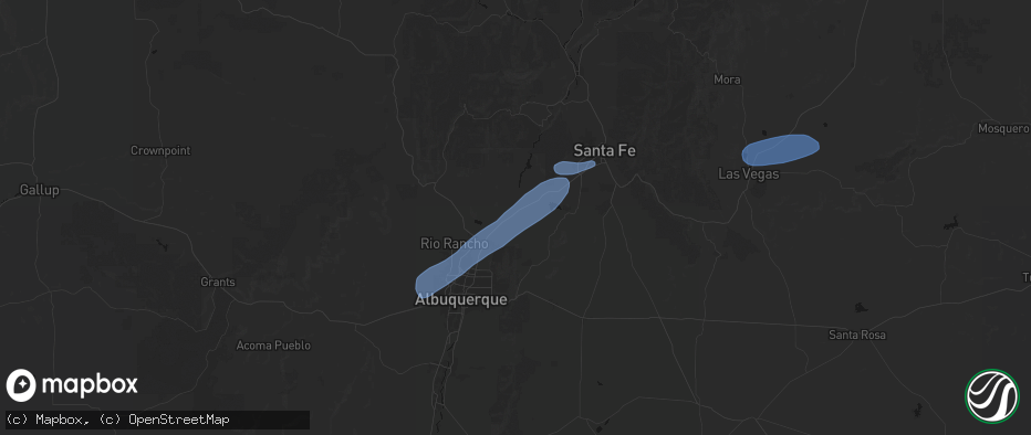 Hail map in Algodones, NM on June 25, 2026