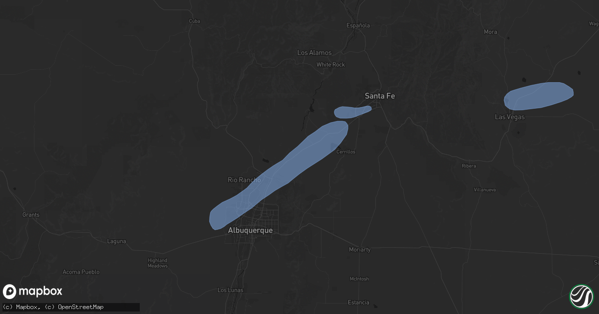 Hail map in Algodones, NM on June 25, 2026