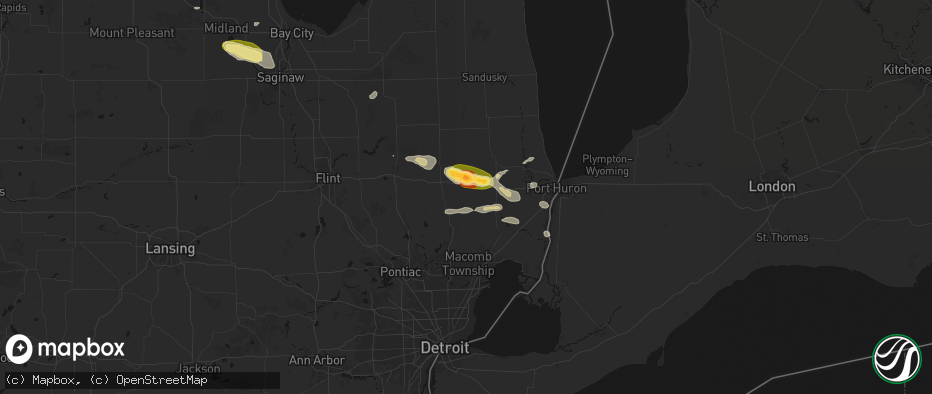 Hail map in Allenton, MI on June 25, 2026