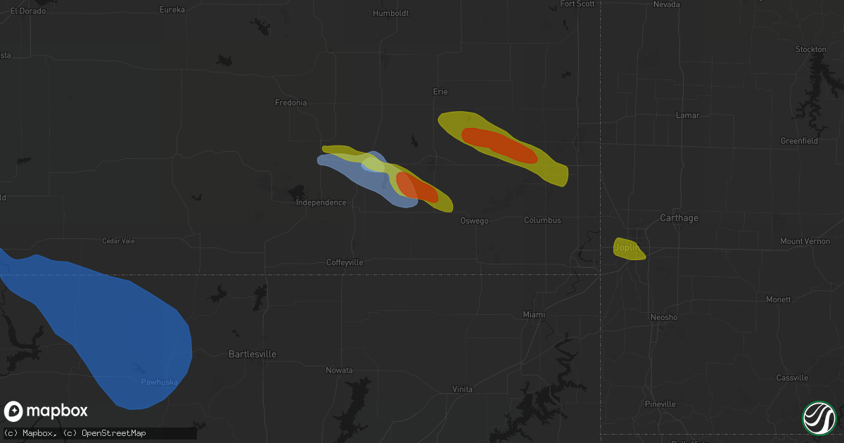 Hail map in Altamont, KS on June 25, 2026
