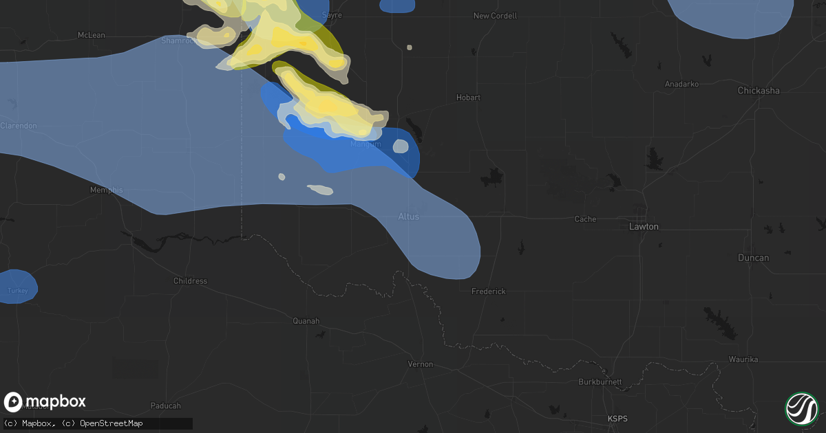 Hail map in Altus, OK on June 25, 2026