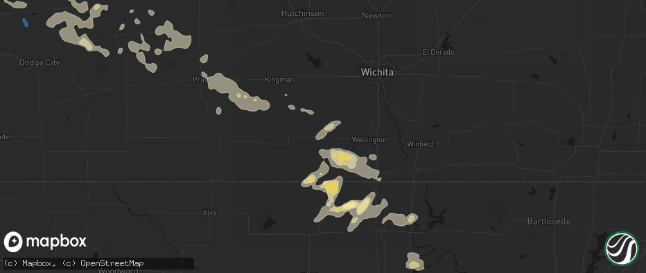 Hail map in Argonia, KS on June 25, 2026