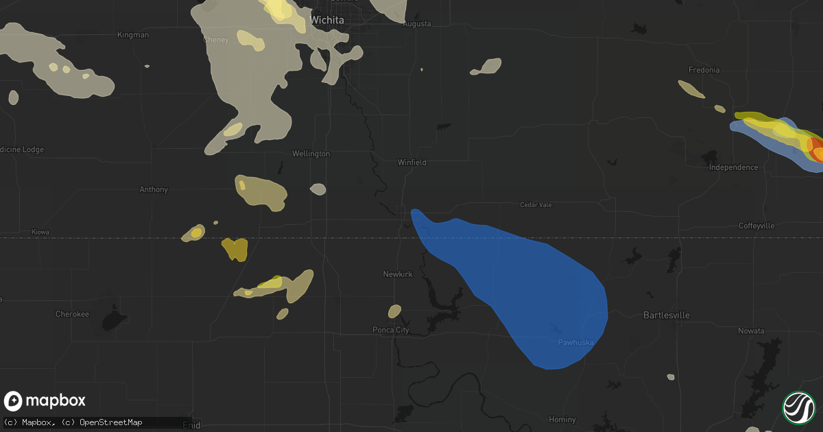 Hail map in Arkansas City, KS on June 25, 2026