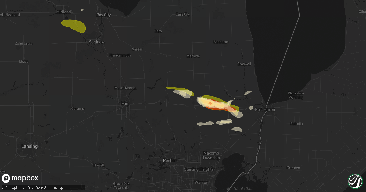 Hail map in Attica, MI on June 25, 2026