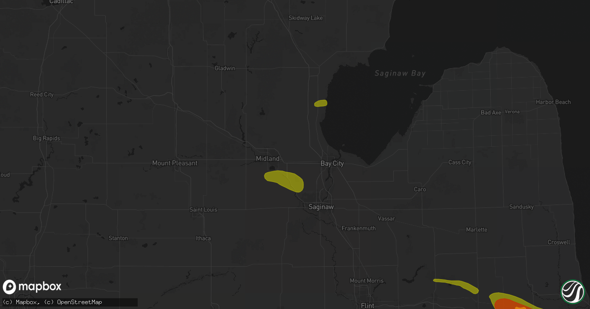 Hail map in Auburn, MI on June 25, 2026