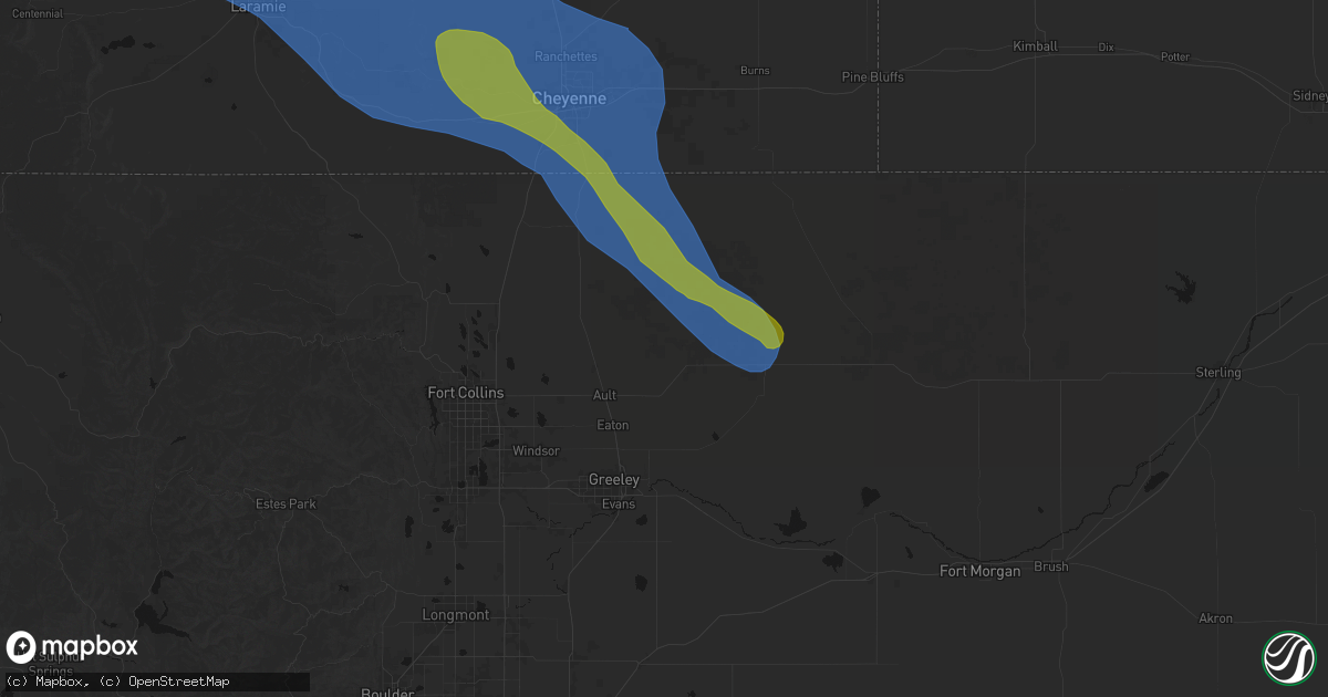 Hail map in Ault, CO on June 25, 2026