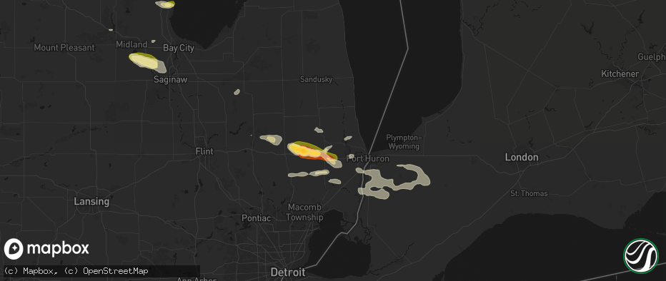 Hail map in Avoca, MI on June 25, 2026