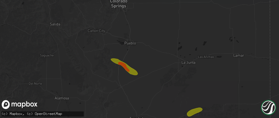 Hail map in Avondale, CO on June 25, 2026