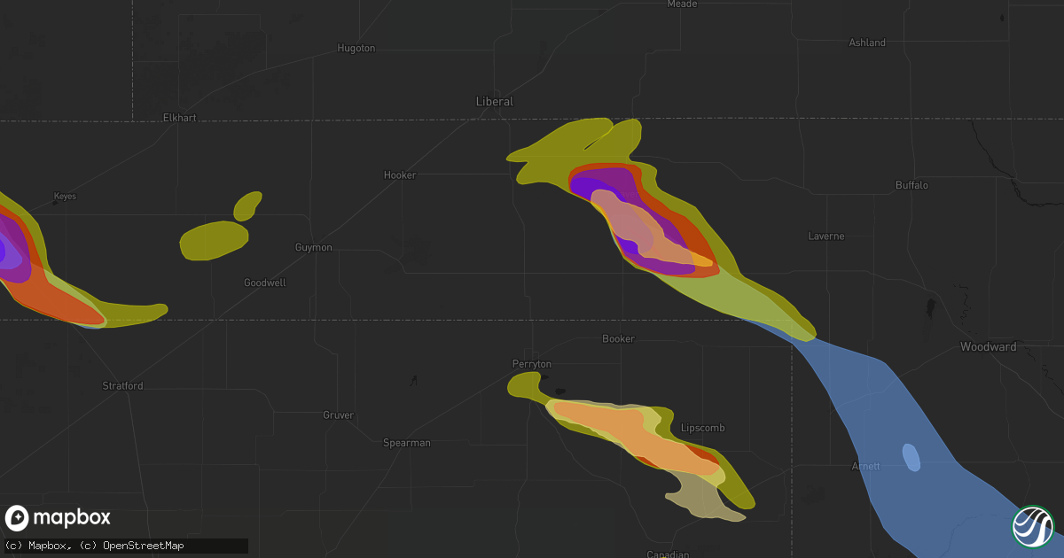 Hail map in Balko, OK on June 25, 2026