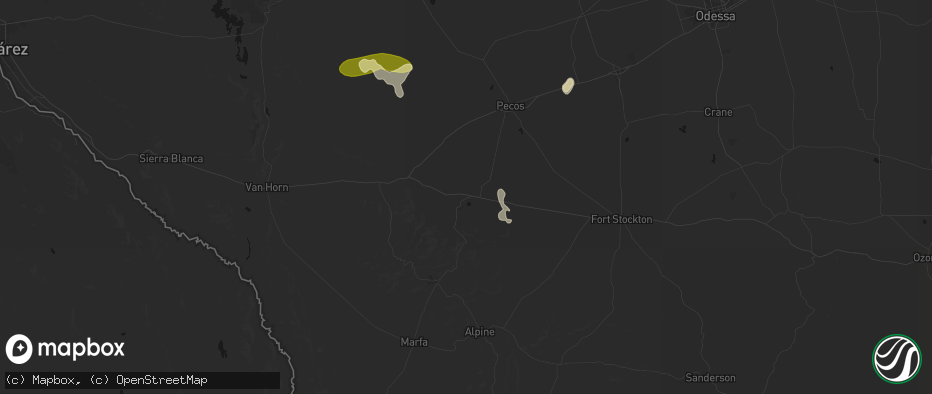 Hail map in Balmorhea, TX on June 25, 2026