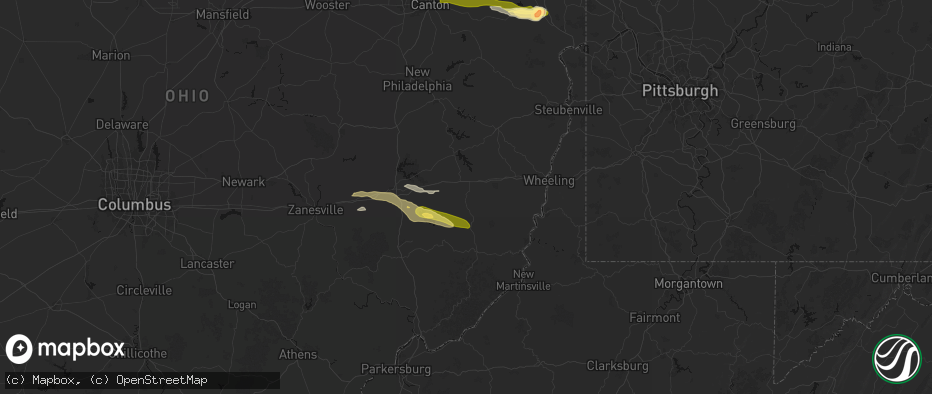 Hail map in Barnesville, OH on June 25, 2026