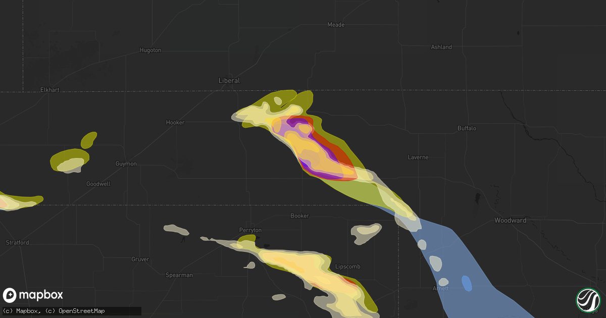 Hail map in Beaver, OK on June 25, 2026