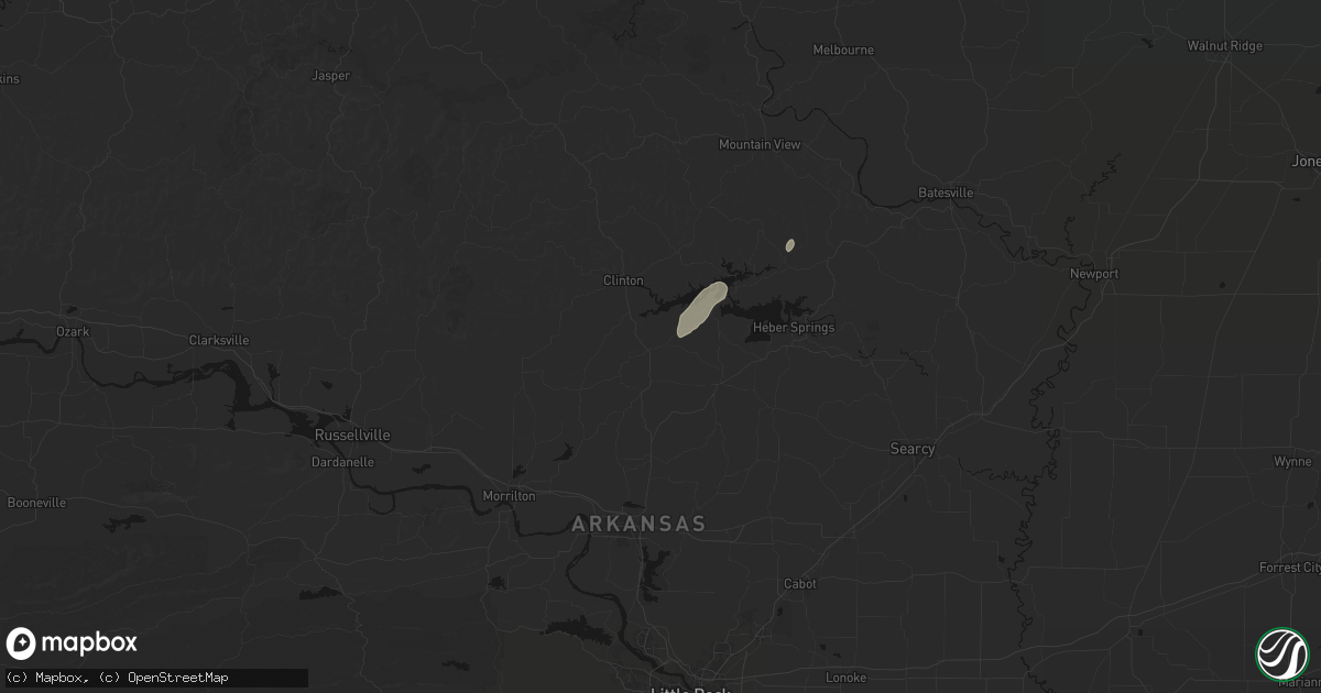 Hail map in Bee Branch, AR on June 25, 2026