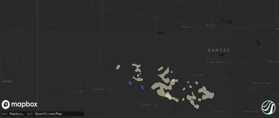 Hail map in Beeler, KS on June 25, 2026