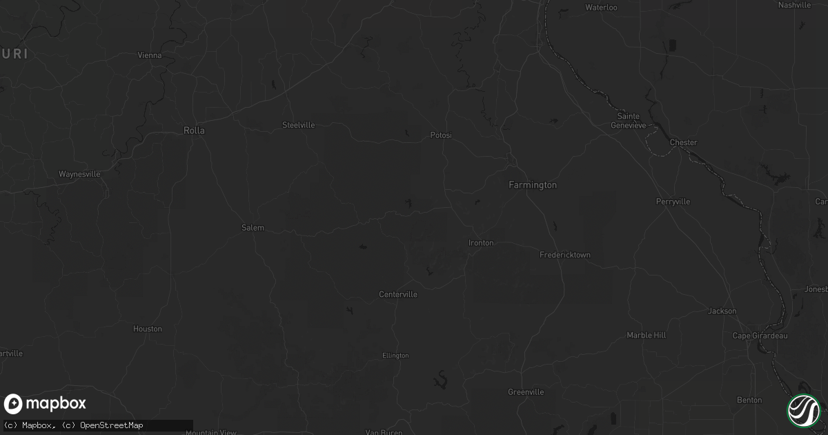Hail map in Belleview, MO on June 25, 2026