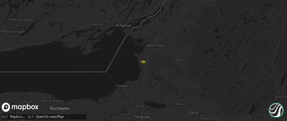 Hail map in Belleville, NY on June 25, 2026