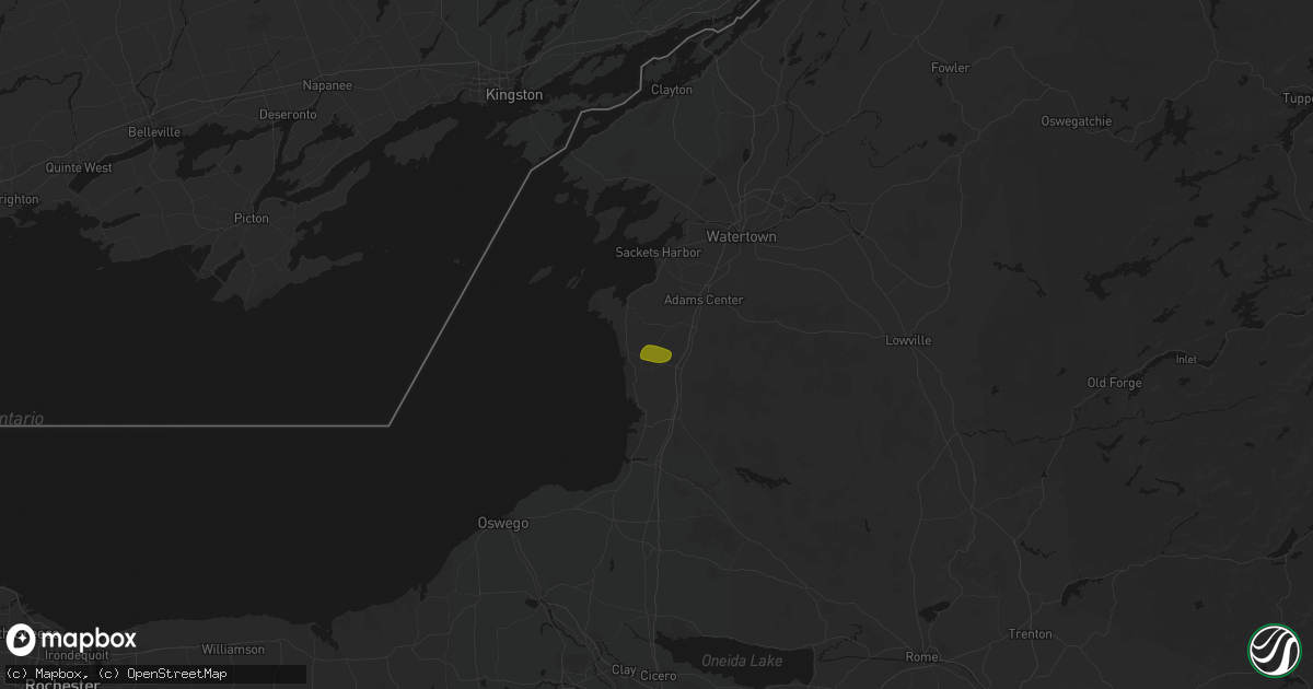 Hail map in Belleville, NY on June 25, 2026