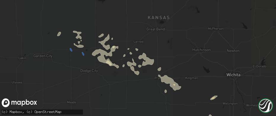 Hail map in Belpre, KS on June 25, 2026