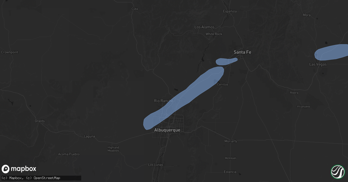Hail map in Bernalillo, NM on June 25, 2026
