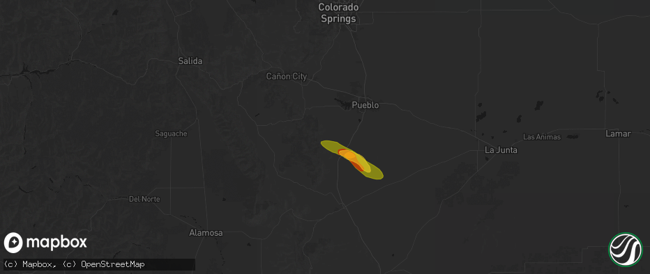 Hail map in Beulah, CO on June 25, 2026