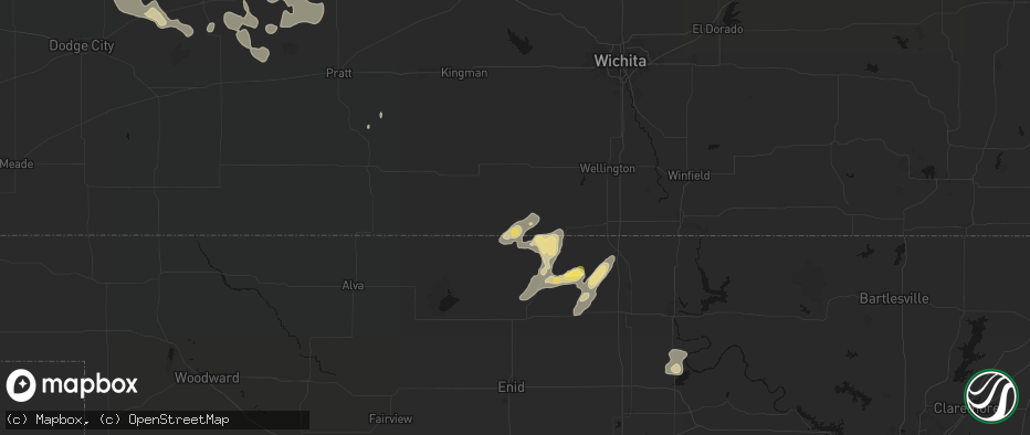Hail map in Bluff City, KS on June 25, 2026