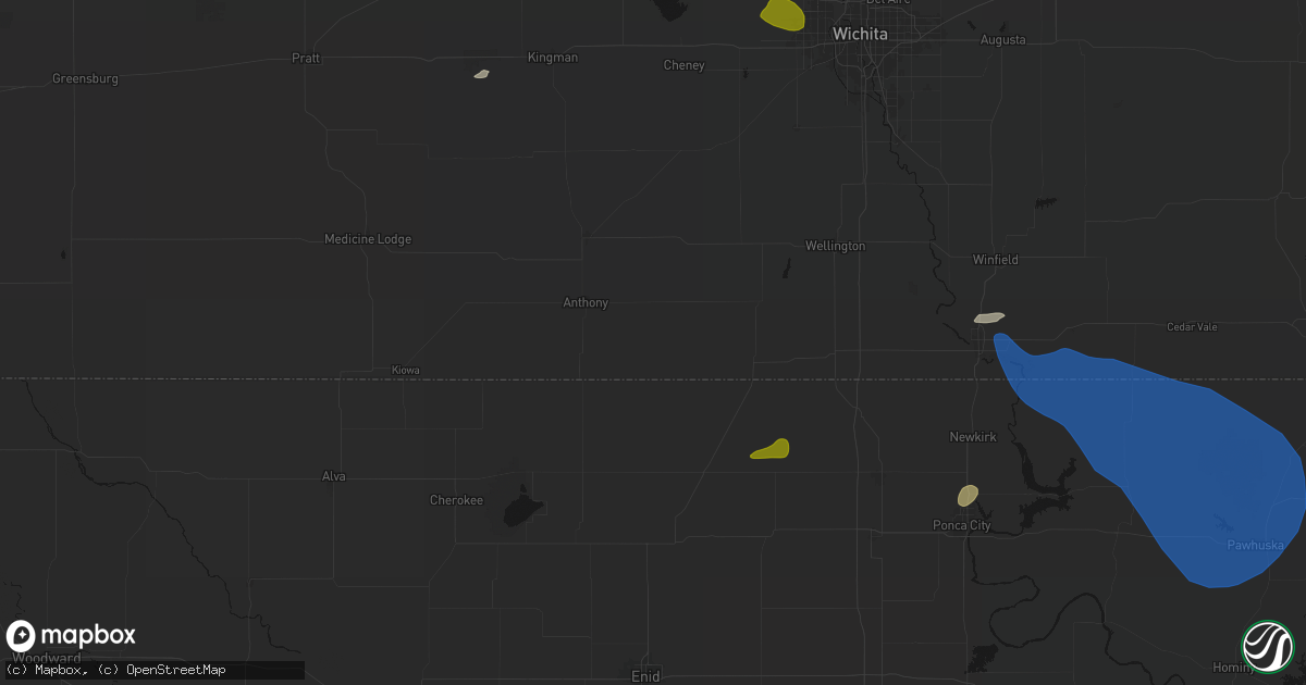 Hail map in Bluff City, KS on June 25, 2026