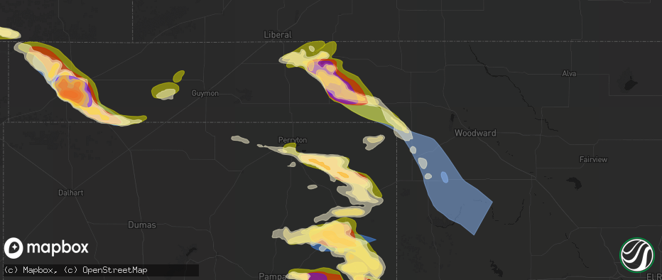 Hail map in Booker, TX on June 25, 2026