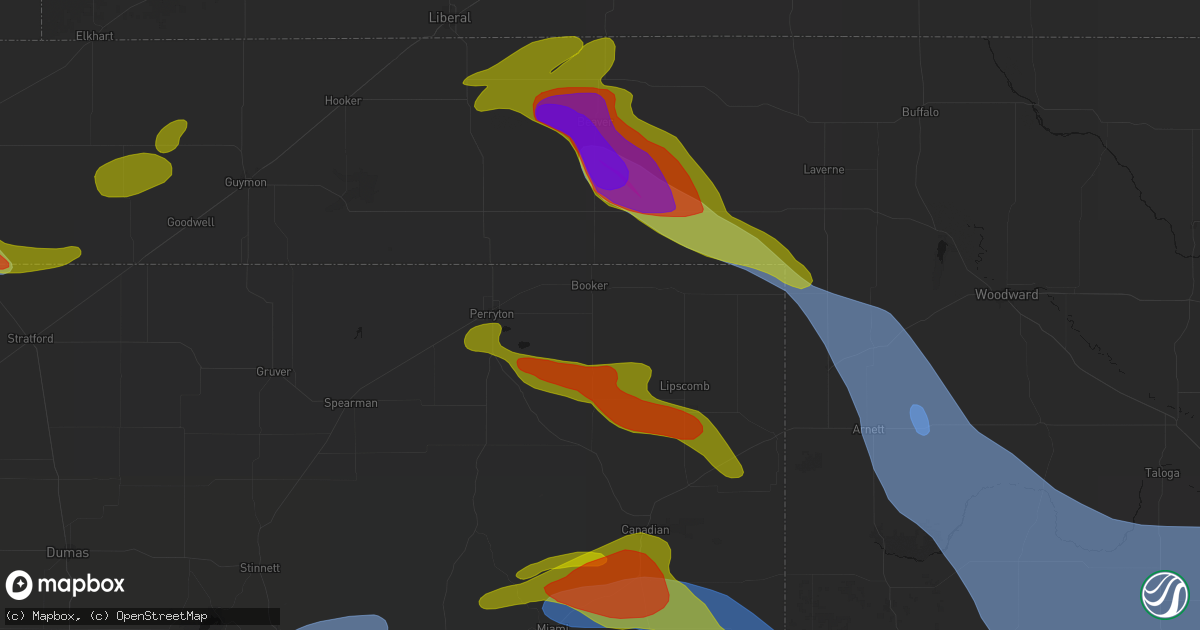 Hail map in Booker, TX on June 25, 2026
