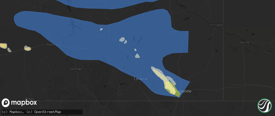 Hail map in Bosler, WY on June 25, 2026