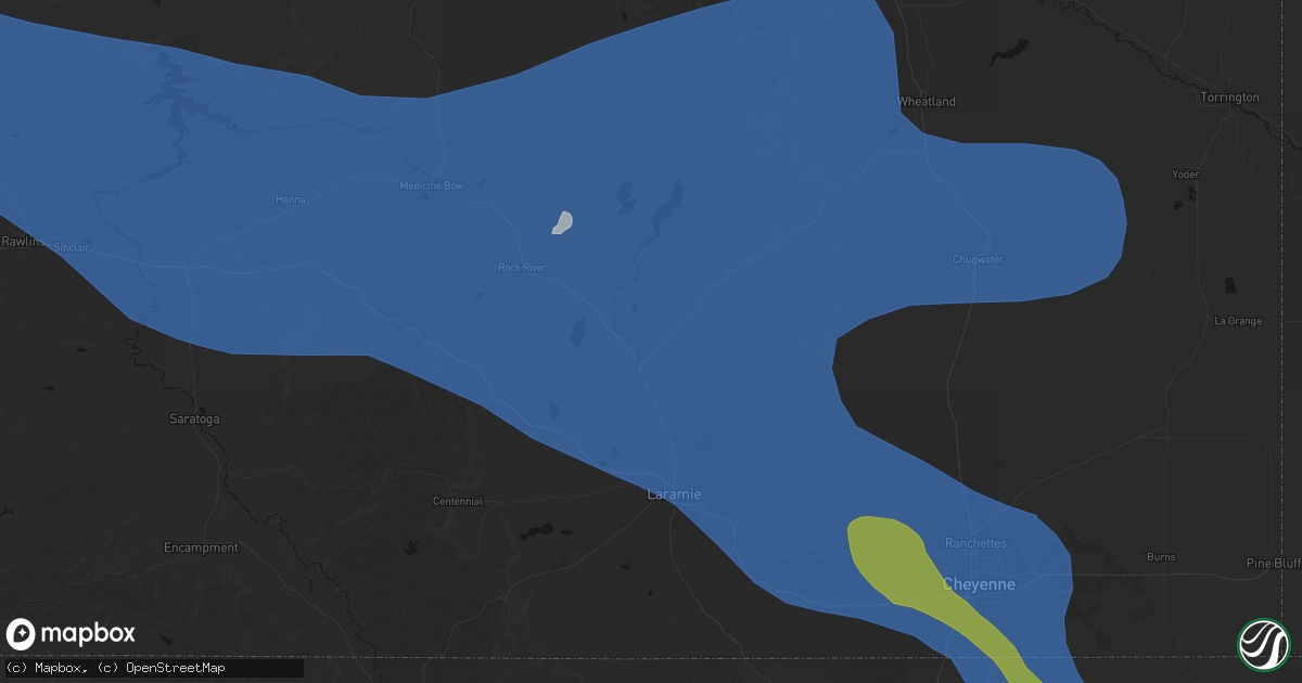Hail map in Bosler, WY on June 25, 2026