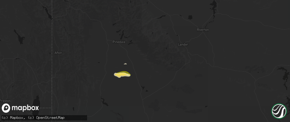 Hail map in Boulder, WY on June 25, 2026