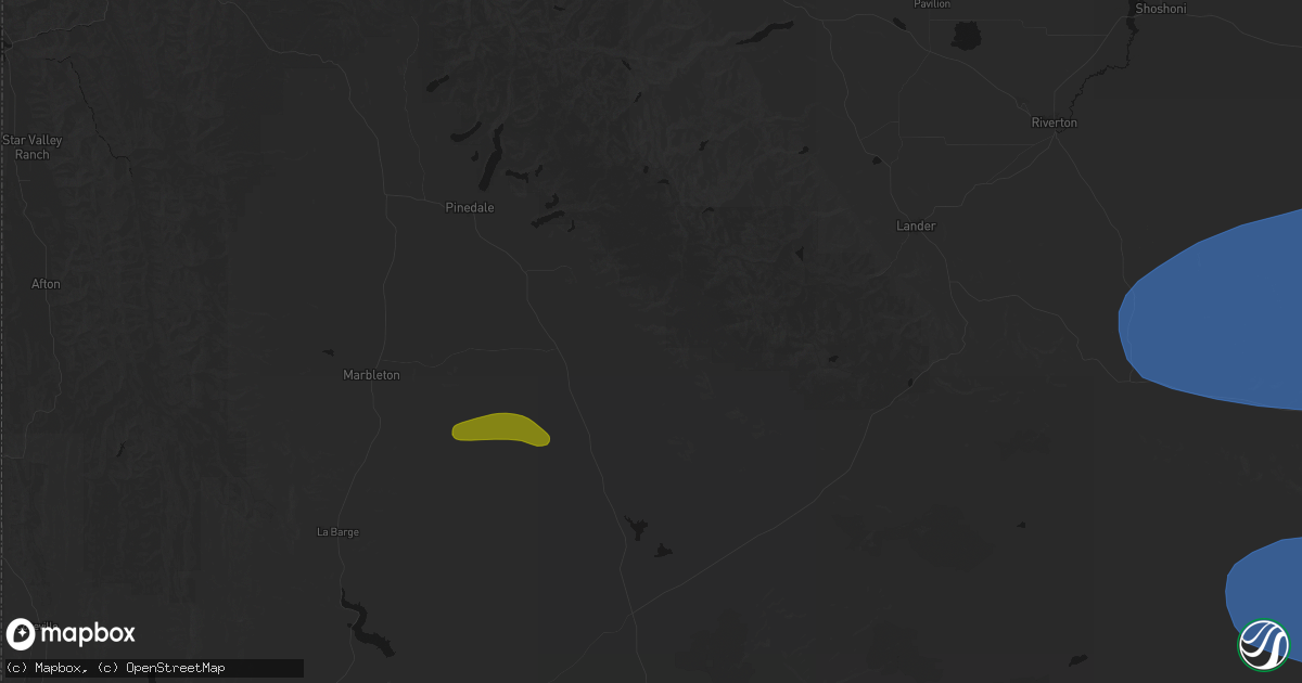 Hail map in Boulder, WY on June 25, 2026