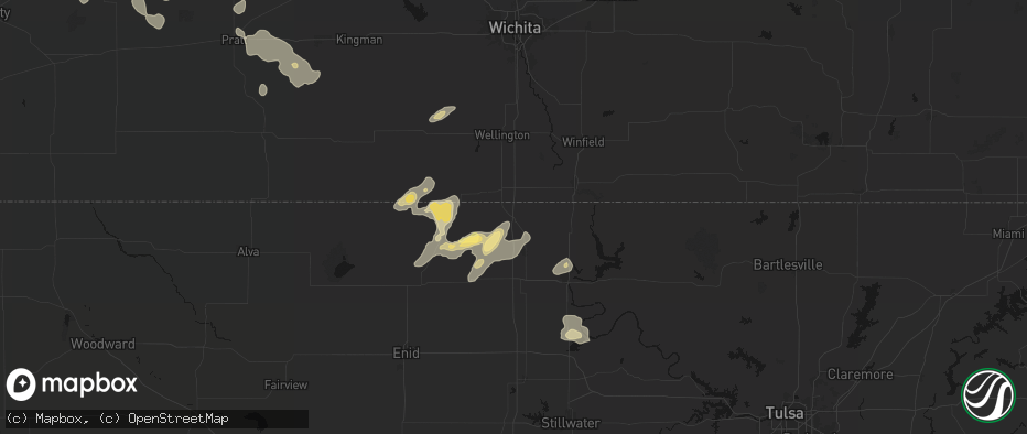 Hail map in Braman, OK on June 25, 2026
