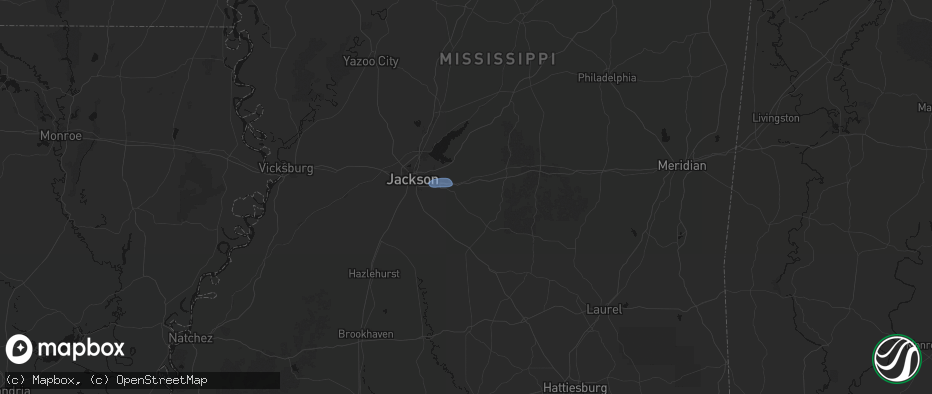 Hail map in Brandon, MS on June 25, 2026