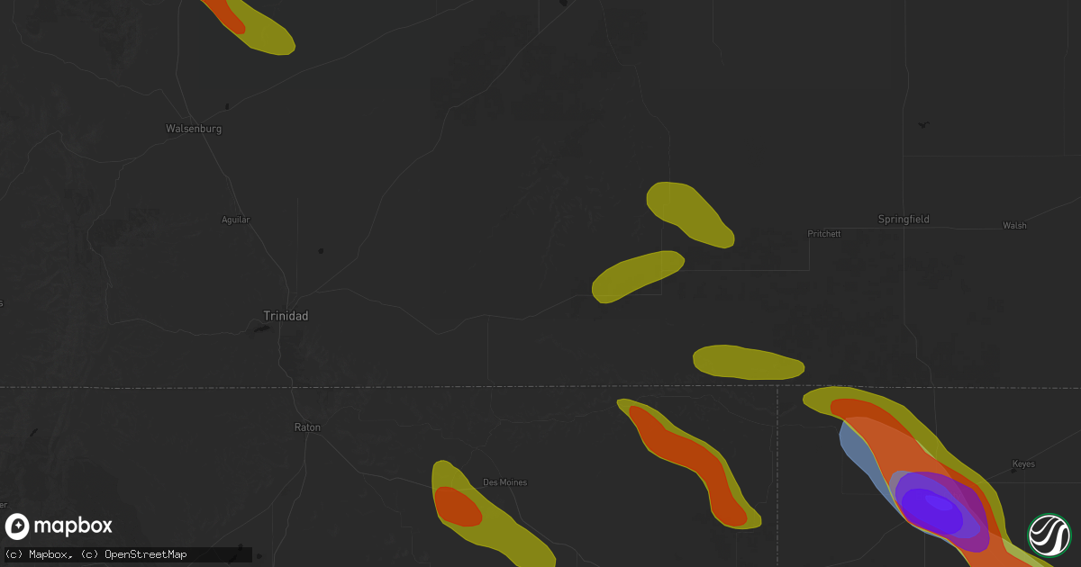 Hail map in Branson, CO on June 25, 2026