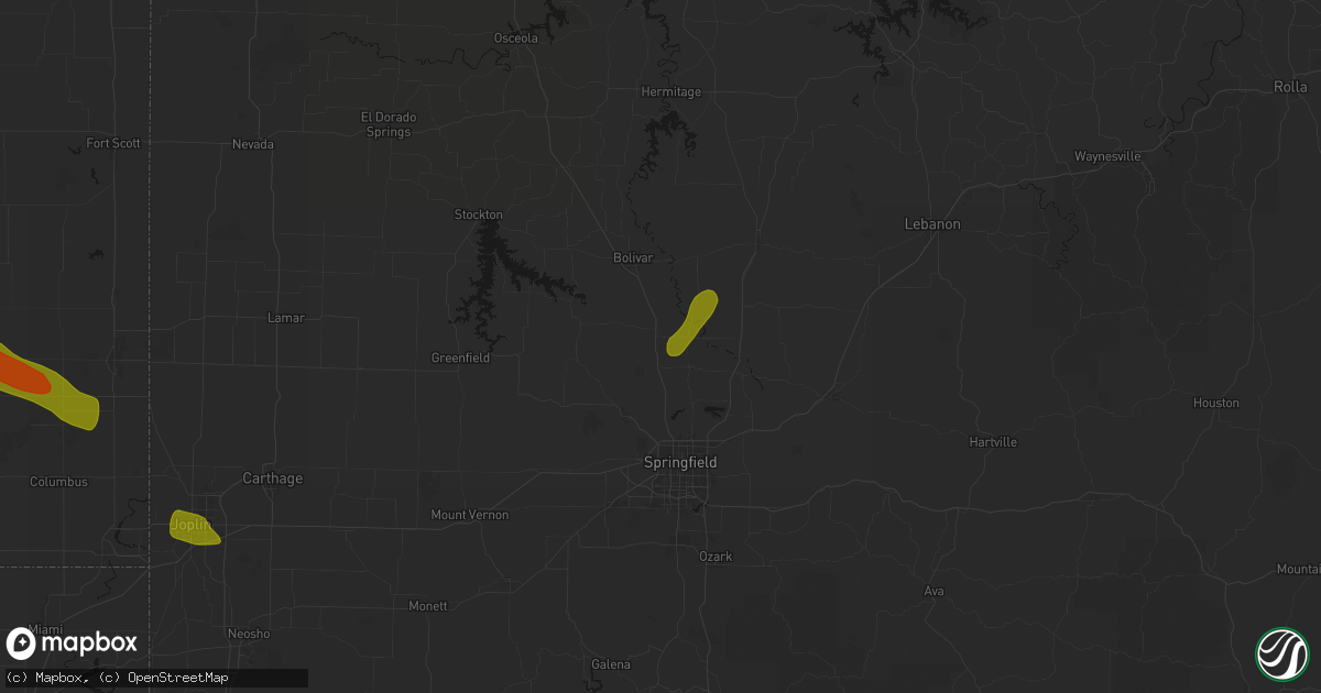 Hail map in Brighton, MO on June 25, 2026