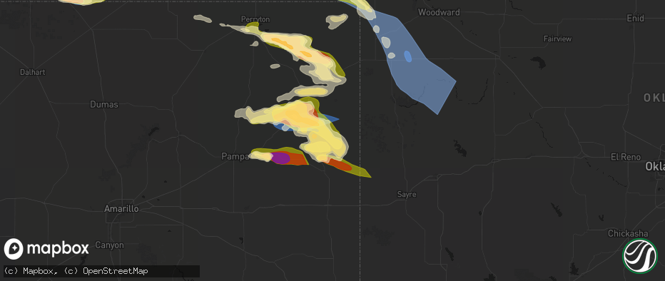 Hail map in Briscoe, TX on June 25, 2026