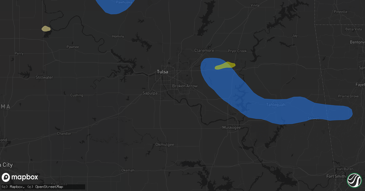 Hail map in Broken Arrow, OK on June 25, 2026