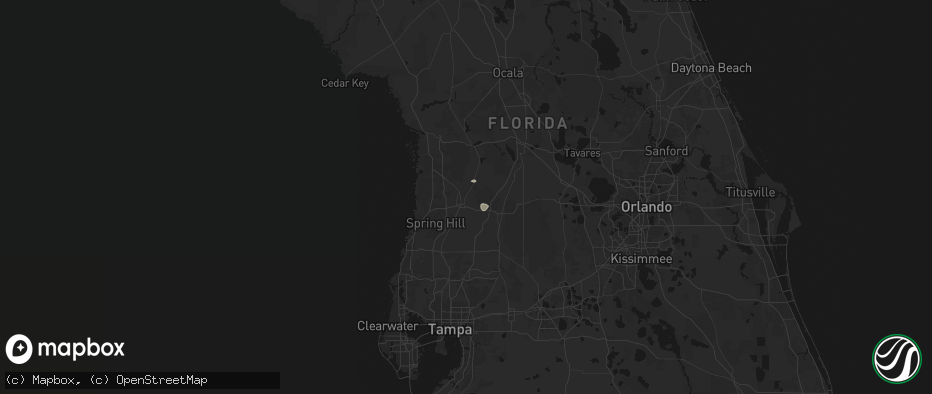 Hail map in Brooksville, FL on June 25, 2026