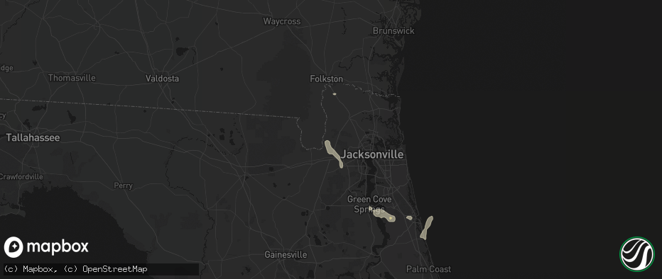 Hail map in Bryceville, FL on June 25, 2026